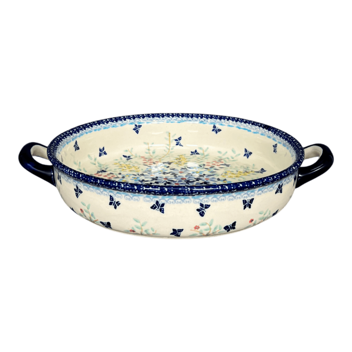 Casserole, Round, Handles, 9.25" in "Butterfly Bounty" by Manufaktura | Z140S-WK76