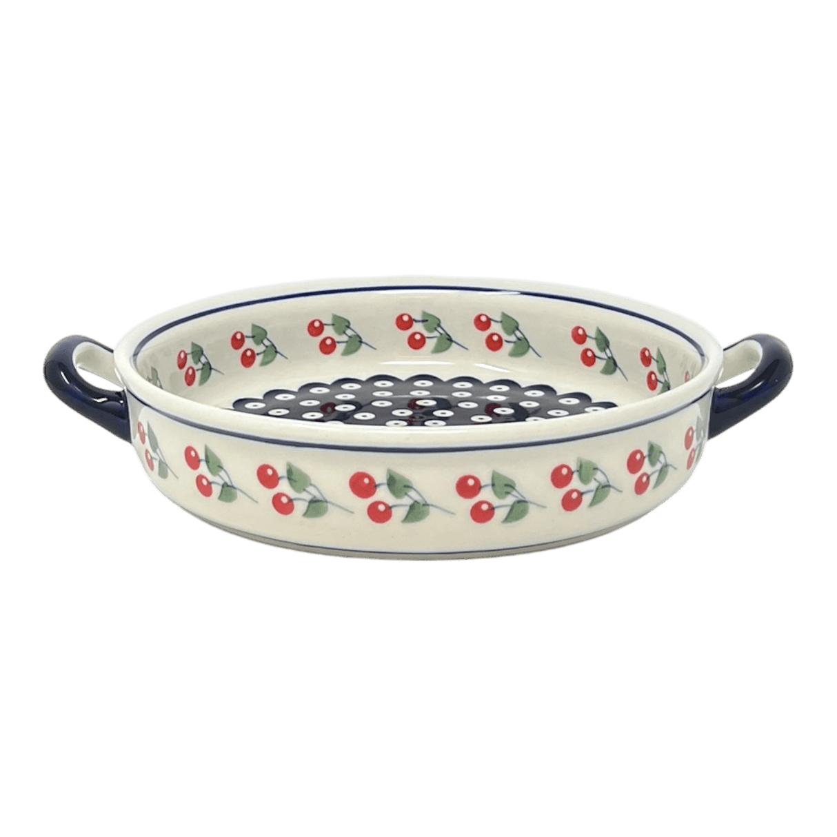 Casserole, Round, Handles, 9.25" in "Cherry Dot" by Manufaktura | Z140T-70WI