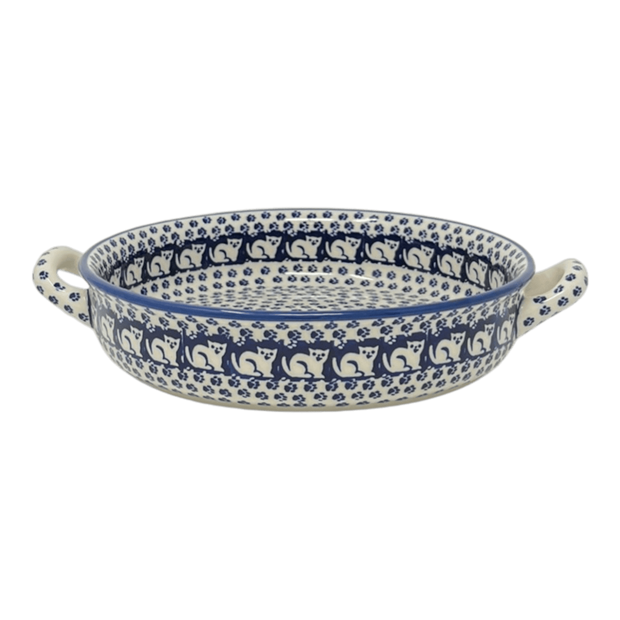 Casserole, Round, Handles, 9.25" in "Kitty Cat Path" by Manufaktura | Z140T-KOT6
