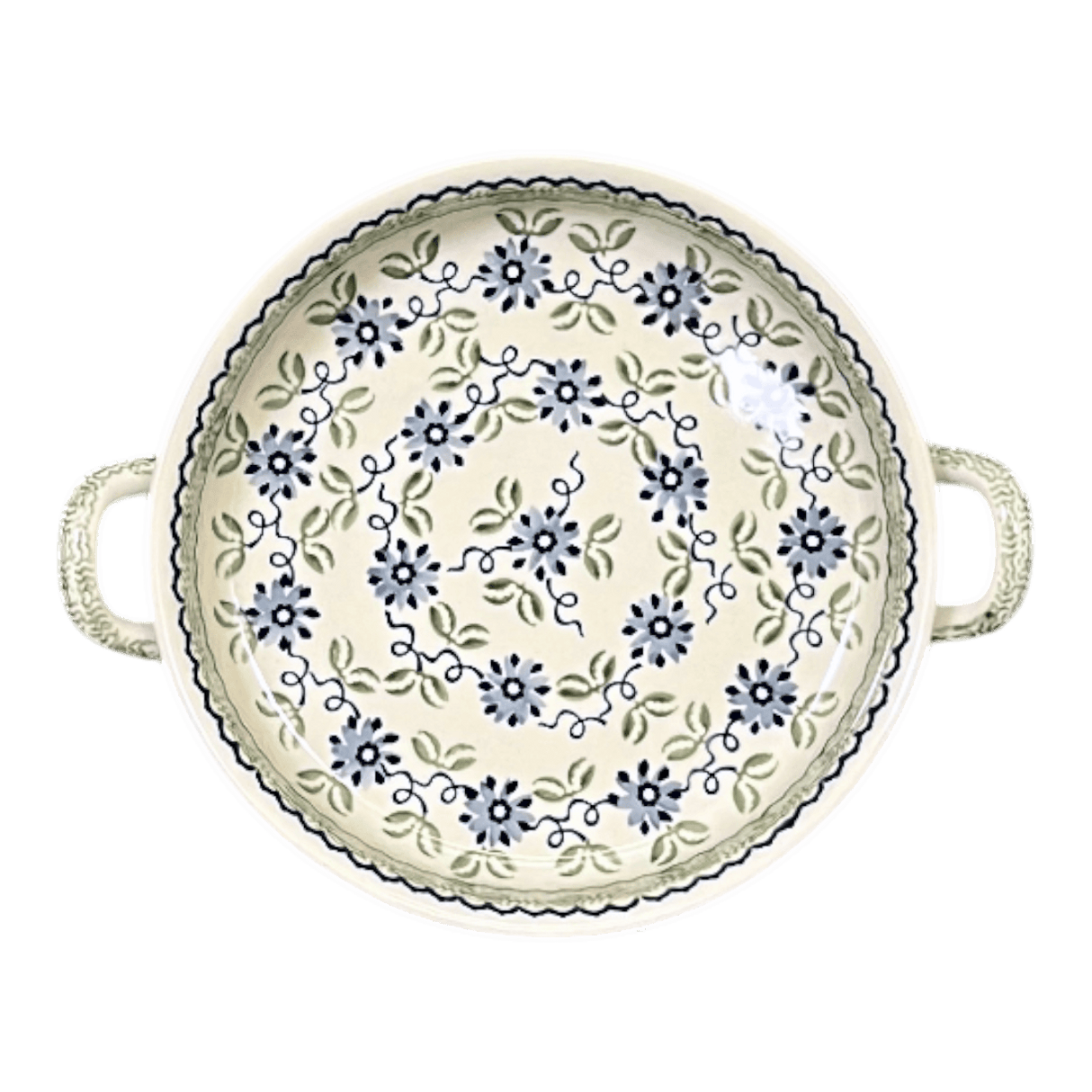 Casserole, Round, Handles, 9.25" in "Woven Blues" by Manufaktura | Z140T-P182