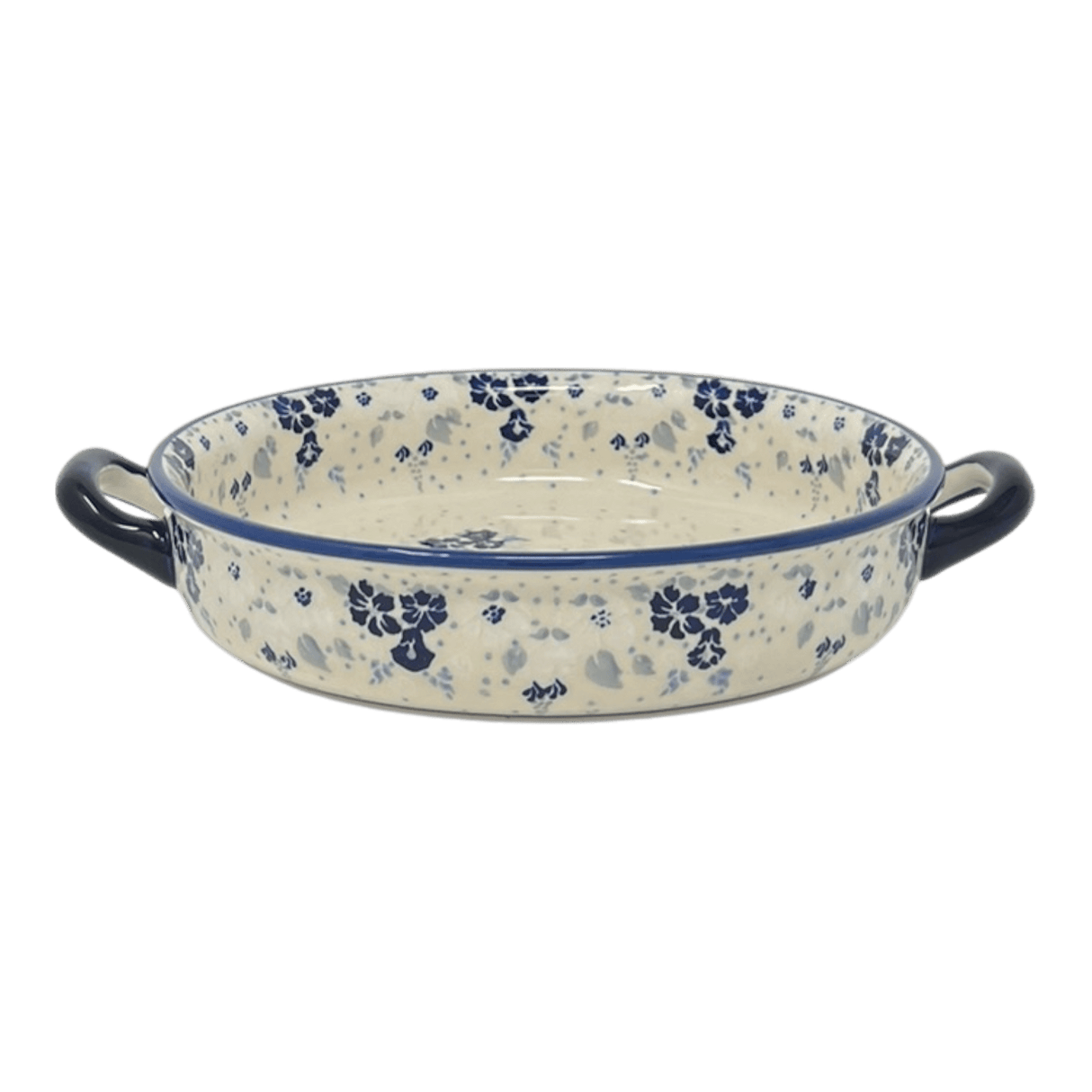 Casserole, Round, Handles, 9.25" in "Blue & White Trumpet Vines" by Manufaktura | Z140U-JZ43