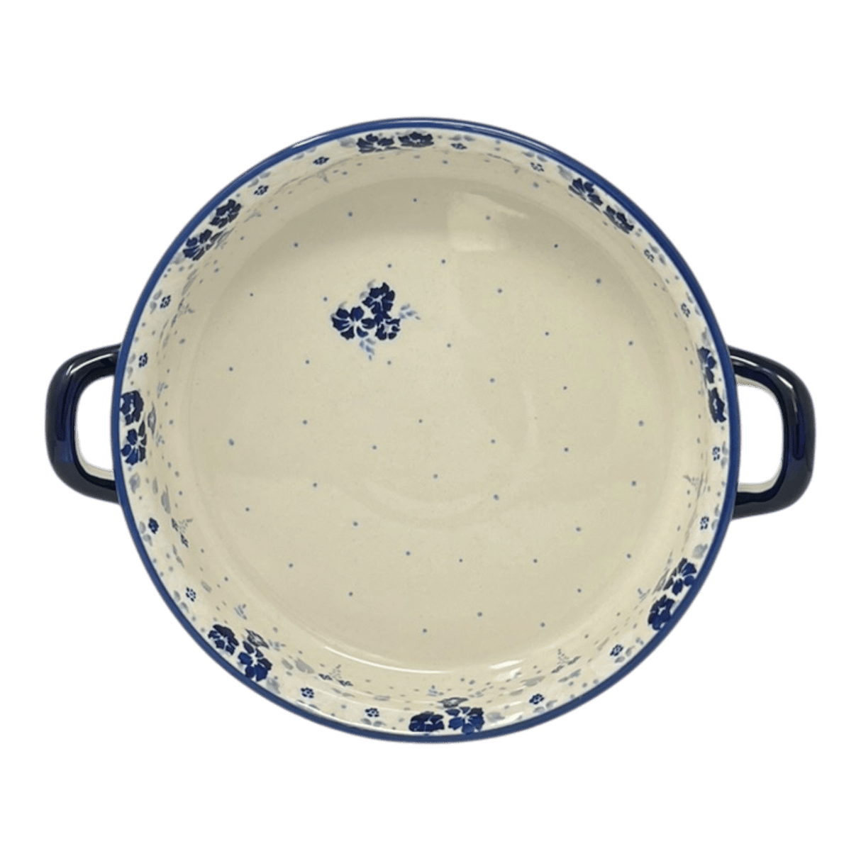 Casserole, Round, Handles, 9.25" in "Blue & White Trumpet Vines" by Manufaktura | Z140U-JZ43