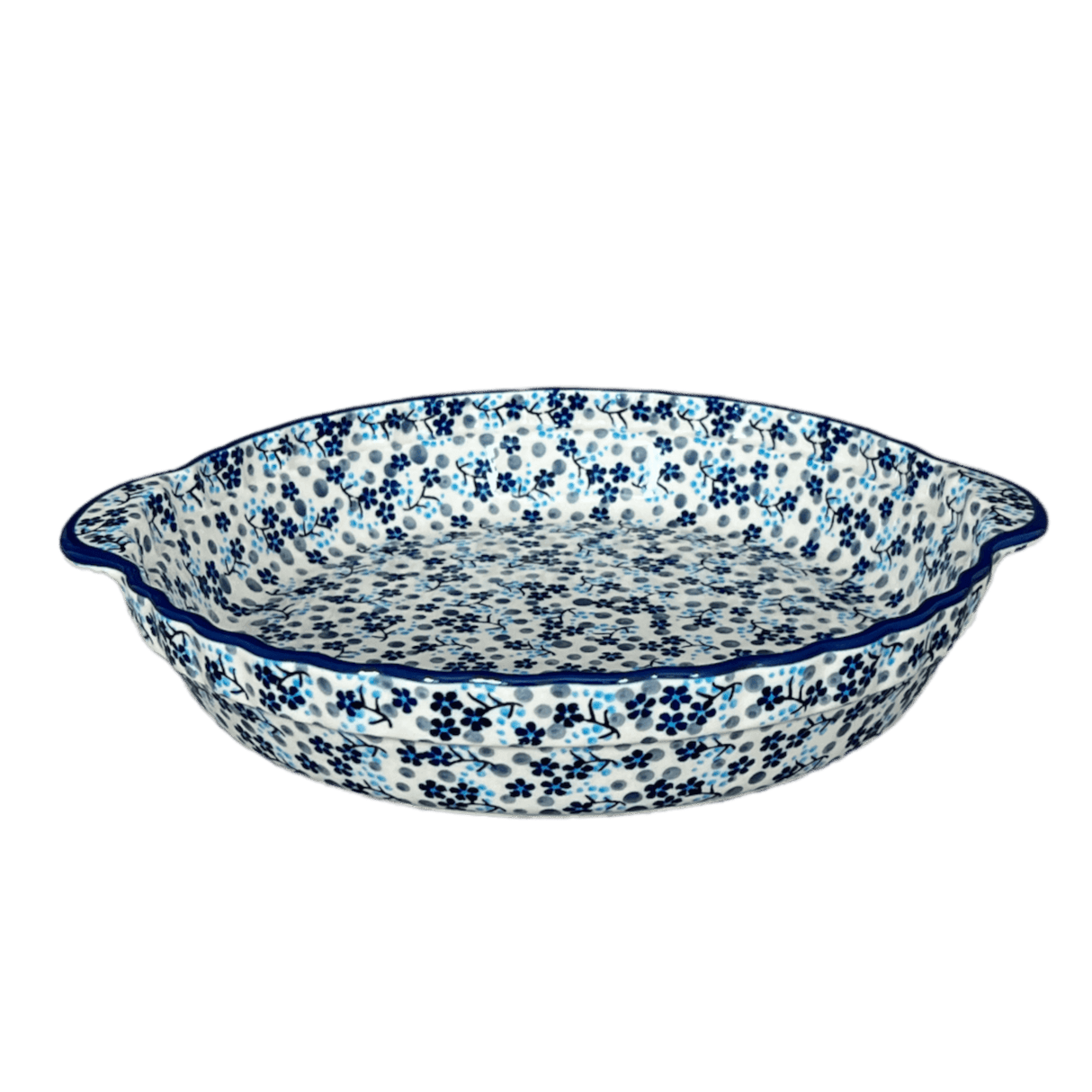 Baker, Round, Pie Plate, Handles, 9.75" in "Scattered Blues" by Manufaktura | Z148S-AS45