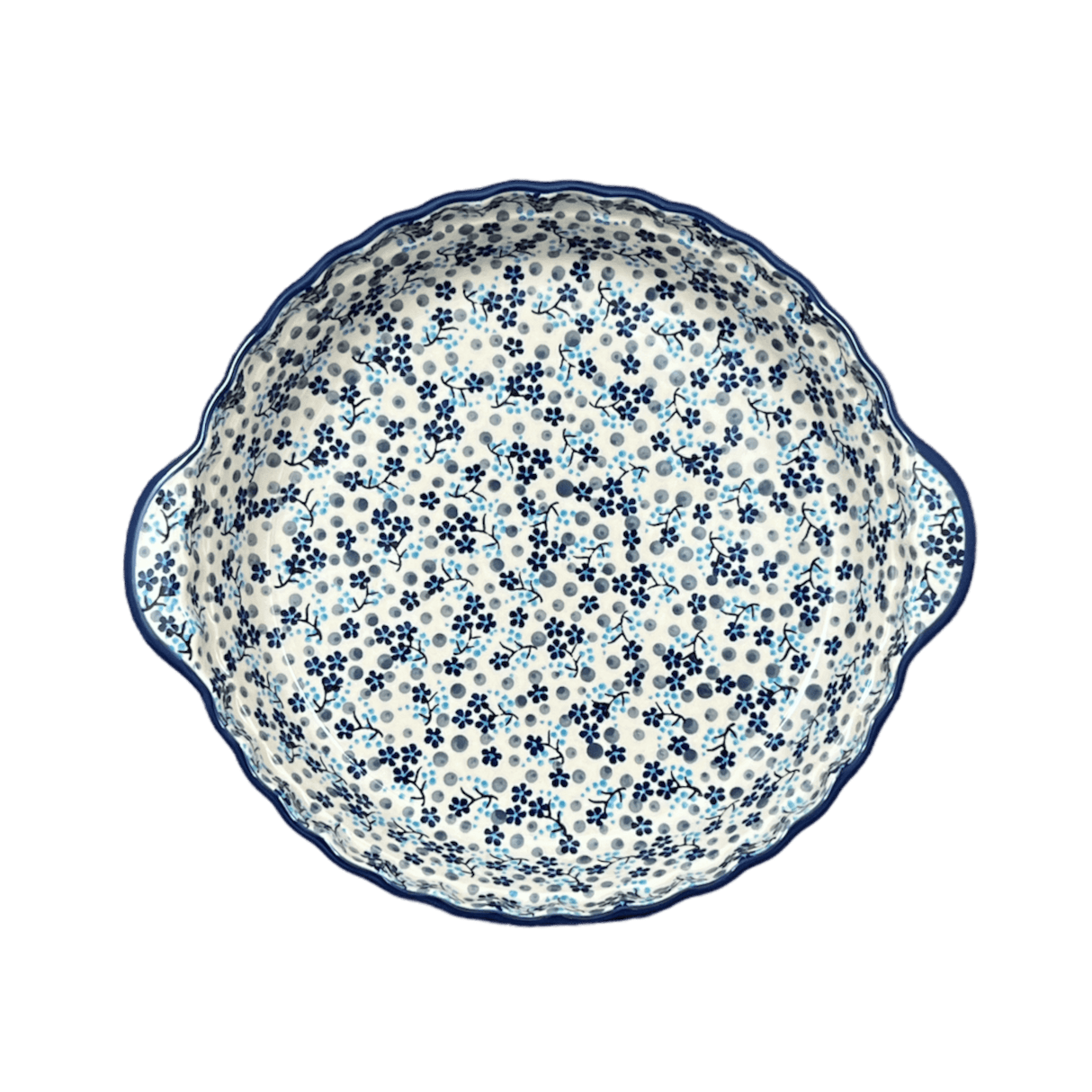 Baker, Round, Pie Plate, Handles, 9.75" in "Scattered Blues" by Manufaktura | Z148S-AS45