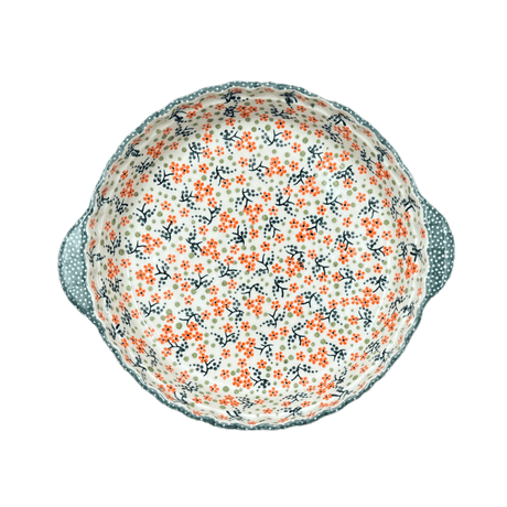 Plate, Round, Pie Plate, Handles, 9.75" in "Peach Blossoms" by Manufaktura | Z148S-AS46