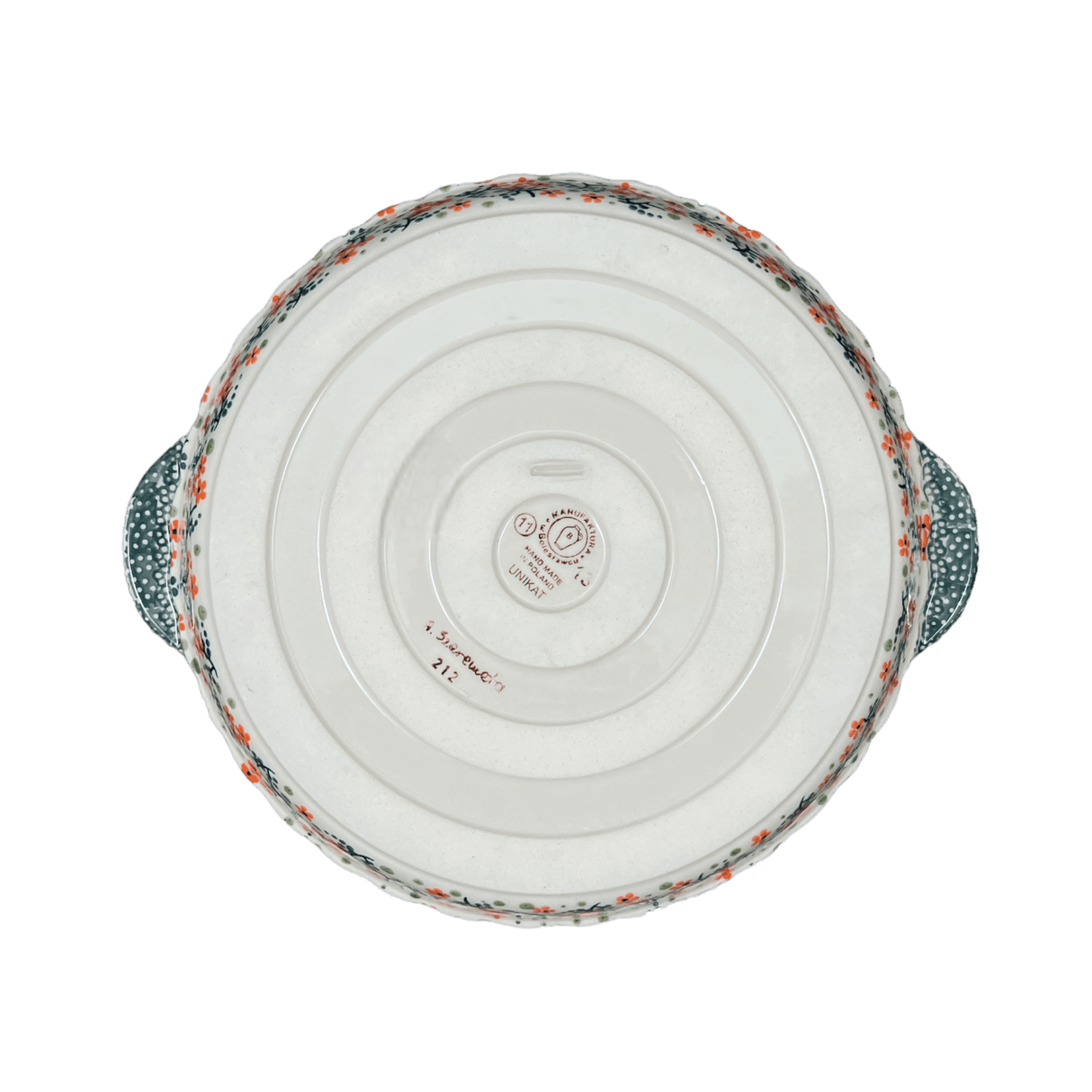 Baker, Round, Pie Plate, Handles, 9.75" in "Peach Blossoms" by Manufaktura | Z148S-AS46