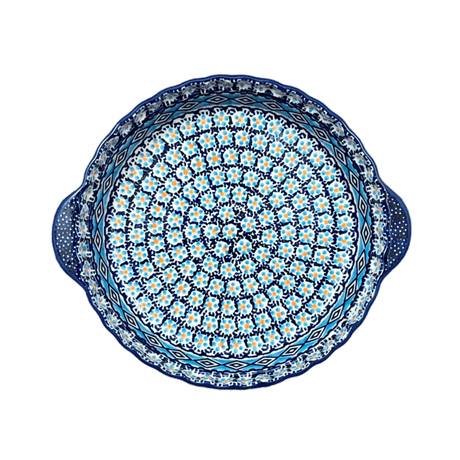 Plate, Round, Pie Plate, Handles, 9.75" in "Blue Diamond" by Manufaktura | Z148U-DHR