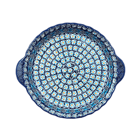 Polish Pottery Pie Plate with Handles (Blue Diamond) | Z148U-DHR Additional Image at PolishPotteryOutlet.com