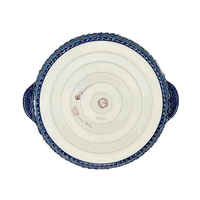 A picture of a Polish Pottery Plate, Round, Pie Plate, Handles, 9.75" in "Blue Diamond" by Manufaktura | Z148U-DHR as shown at PolishPotteryOutlet.com/products/9-75-pie-plate-with-handles-blue-diamond-z148u-dhr