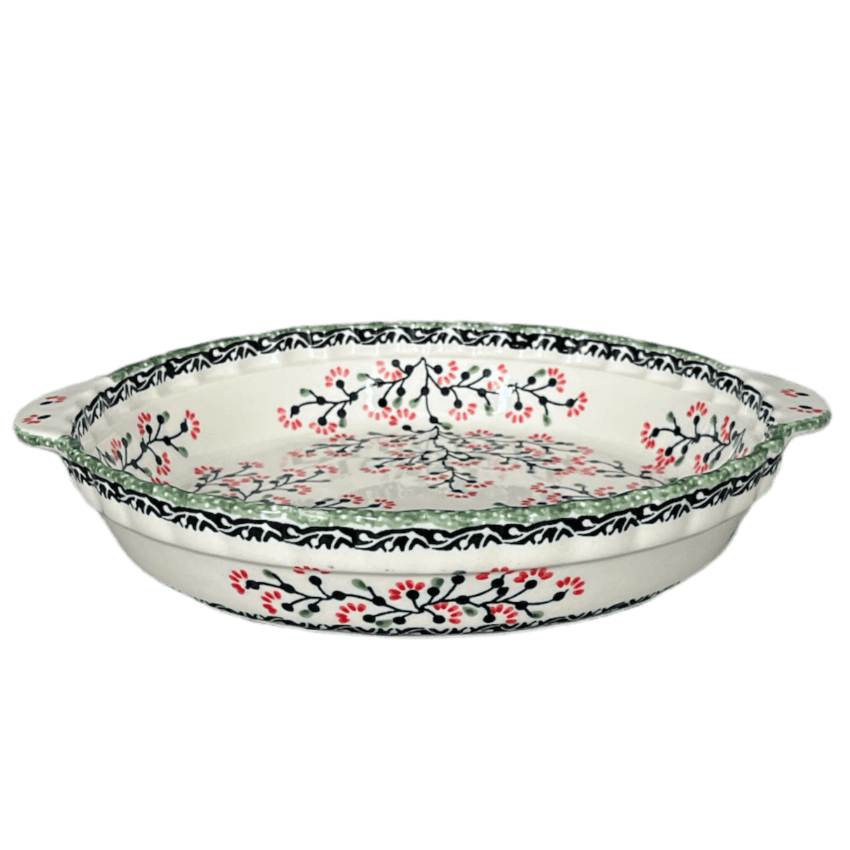 Plate, Round, Pie Plate, Handles, 9.75" in "Cherry Blossoms" by Manufaktura | Z148S-DPGJ