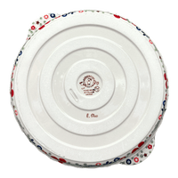 A picture of a Polish Pottery Pie Plate with Handles (Full Bloom) | Z148S-EO34 as shown at PolishPotteryOutlet.com/products/pie-plate-with-handles-full-bloom-z148s-eo34