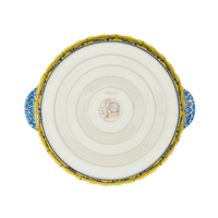 A picture of a Polish Pottery Pie Plate with Handles (Sunnyside Up) | Z148S-GAJ as shown at PolishPotteryOutlet.com/products/pie-plate-with-handles-sunnyside-up-z148s-gaj