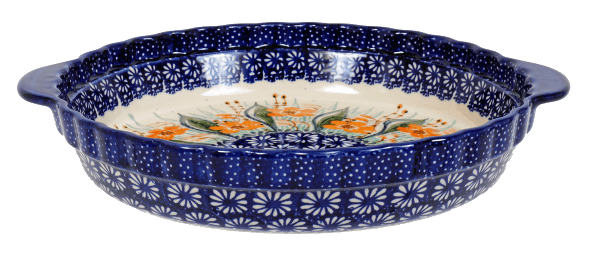 Plate, Round, Pie Plate, Handles, 9.75" in "Sun-Kissed Garden" by Manufaktura | Z148S-GM15