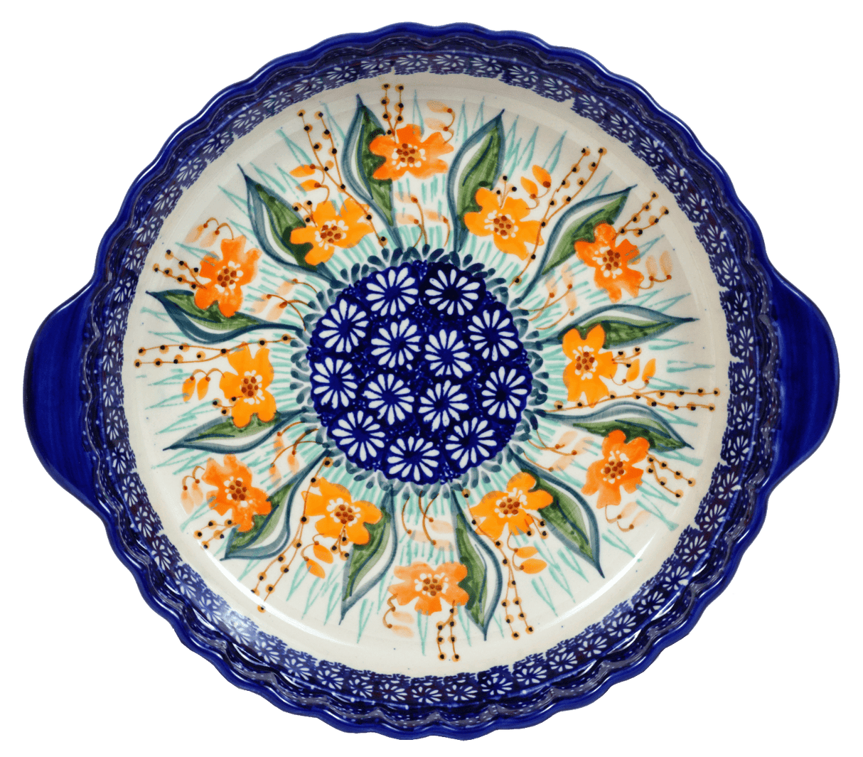 Plate, Round, Pie Plate, Handles, 9.75" in "Sun-Kissed Garden" by Manufaktura | Z148S-GM15