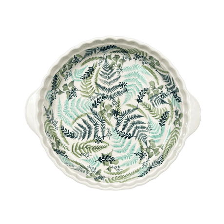 Plate, Round, Pie Plate, Handles, 9.75" in "Scattered Ferns" by Manufaktura | Z148S-GZ39