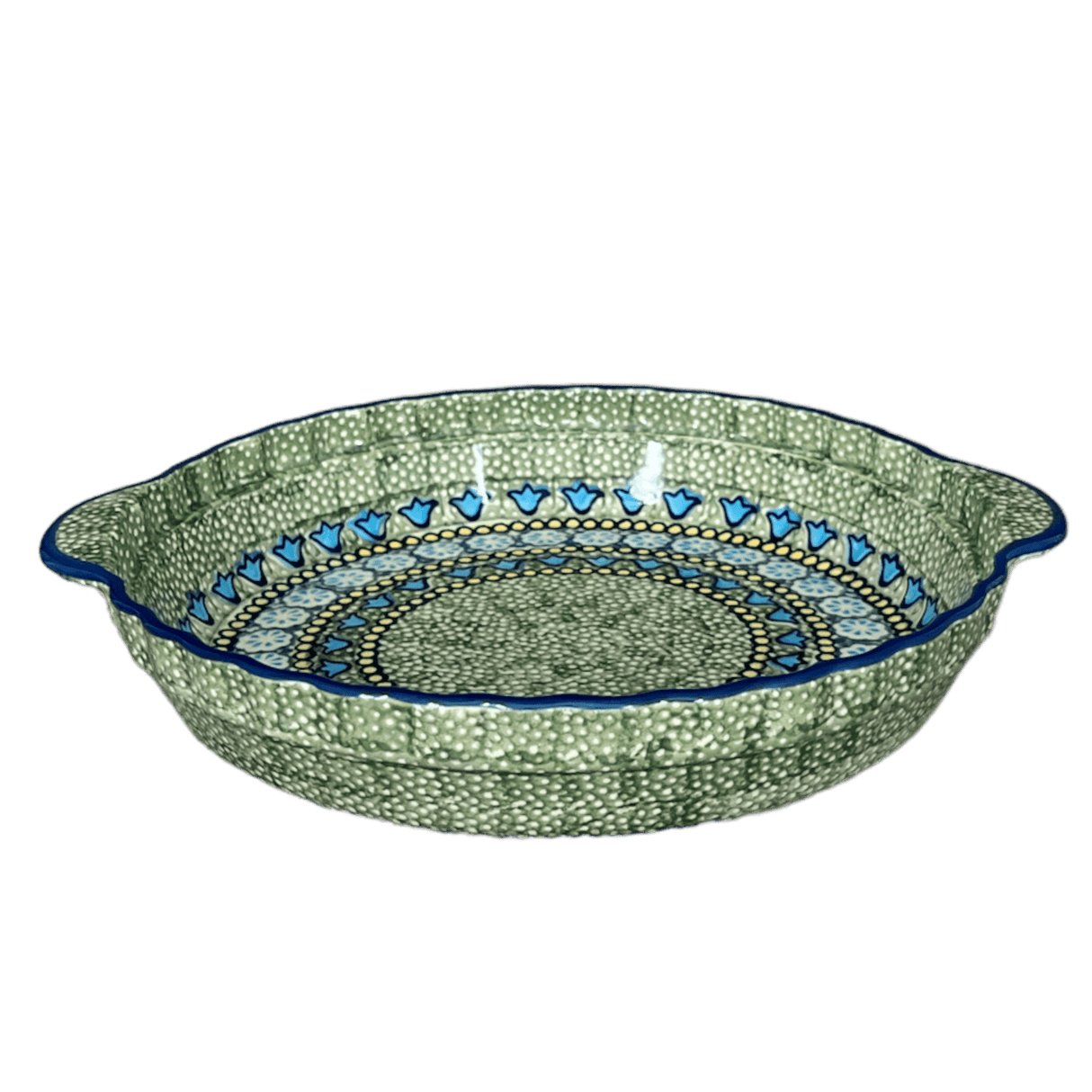 Baker, Round, Pie Plate, Handles, 9.75" in "Blue Bells" by Manufaktura | Z148S-KLDN