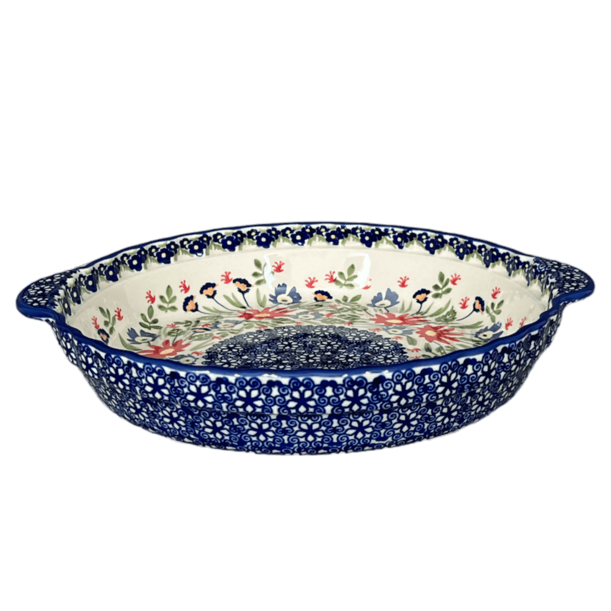 Baker, Round, Pie Plate, Handles, 9.75" in "Floral Fantasy" by Manufaktura | Z148S-P260