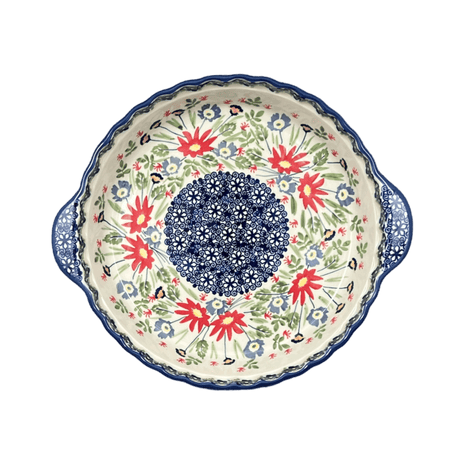 Plate, Round, Pie Plate, Handles, 9.75" in "Floral Fantasy" by Manufaktura | Z148S-P260