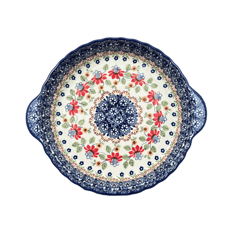 Plate, Round, Pie Plate, Handles, 9.75" in "Mediterranean Blossoms" by Manufaktura | Z148S-P274