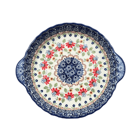 Polish Pottery Pie Plate with Handles (Mediterranean Blossoms) | Z148S-P274 Additional Image at PolishPotteryOutlet.com