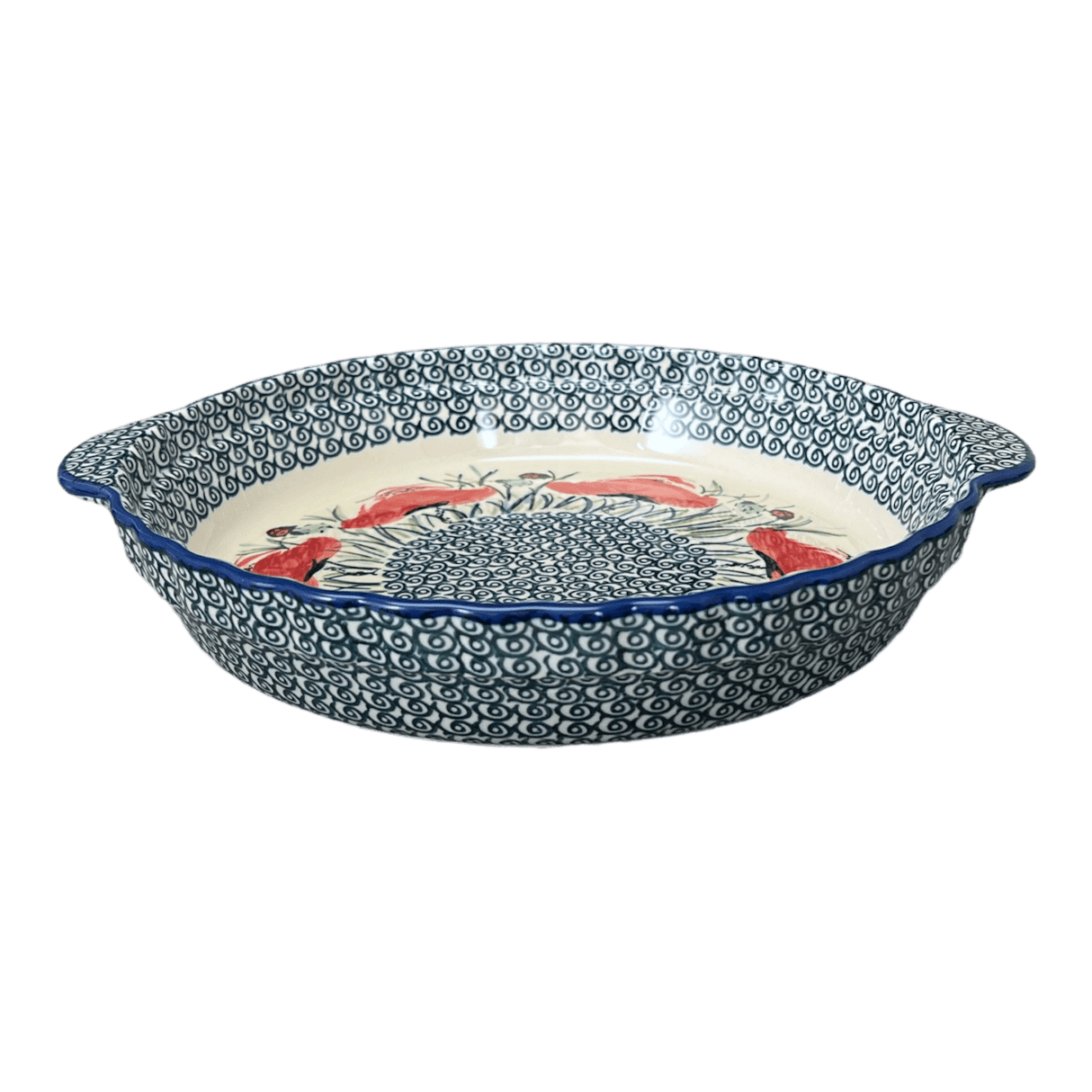 Plate, Round, Pie Plate, Handles, 9.75" in "Poppy Paradise" by Manufaktura | Z148S-PD01