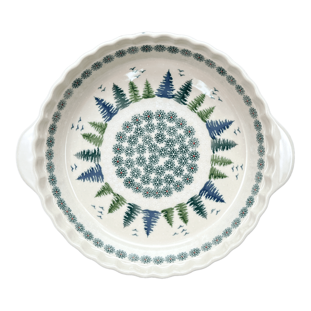 Baker, Round, Pie Plate, Handles, 9.75" in "Pine Forest" by Manufaktura | Z148S-PS29