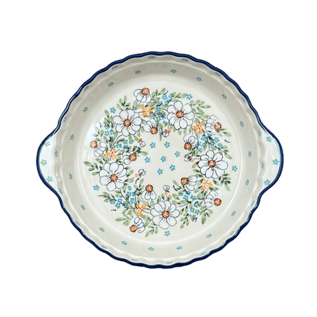 Plate, Round, Pie Plate, Handles, 9.75" in "Daisy Bouquet" by Manufaktura | Z148S-TAB3