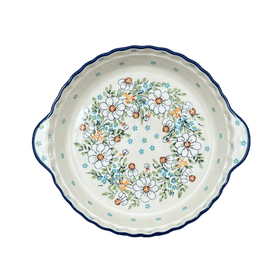 Polish Pottery Pie Plate with Handles (Daisy Bouquet) | Z148S-TAB3 Additional Image at PolishPotteryOutlet.com
