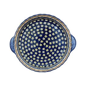 Polish Pottery Pie Plate with Handles (Floral Formation) | Z148S-WKK Additional Image at PolishPotteryOutlet.com