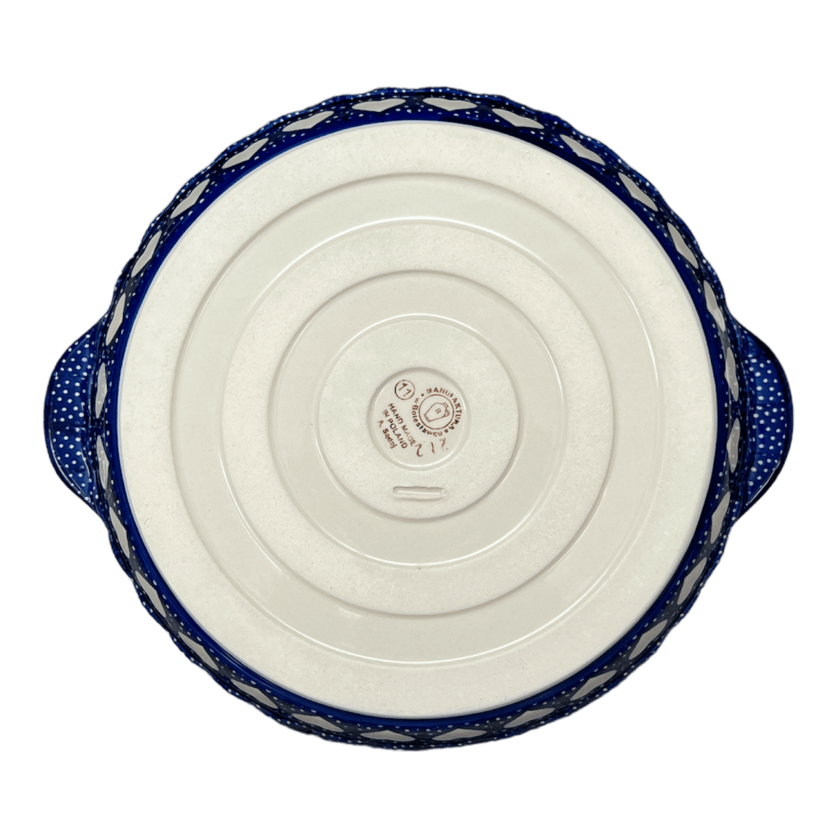 Plate, Round, Pie Plate, Handles, 9.75" in "Sea of Hearts" by Manufaktura | Z148T-SEA