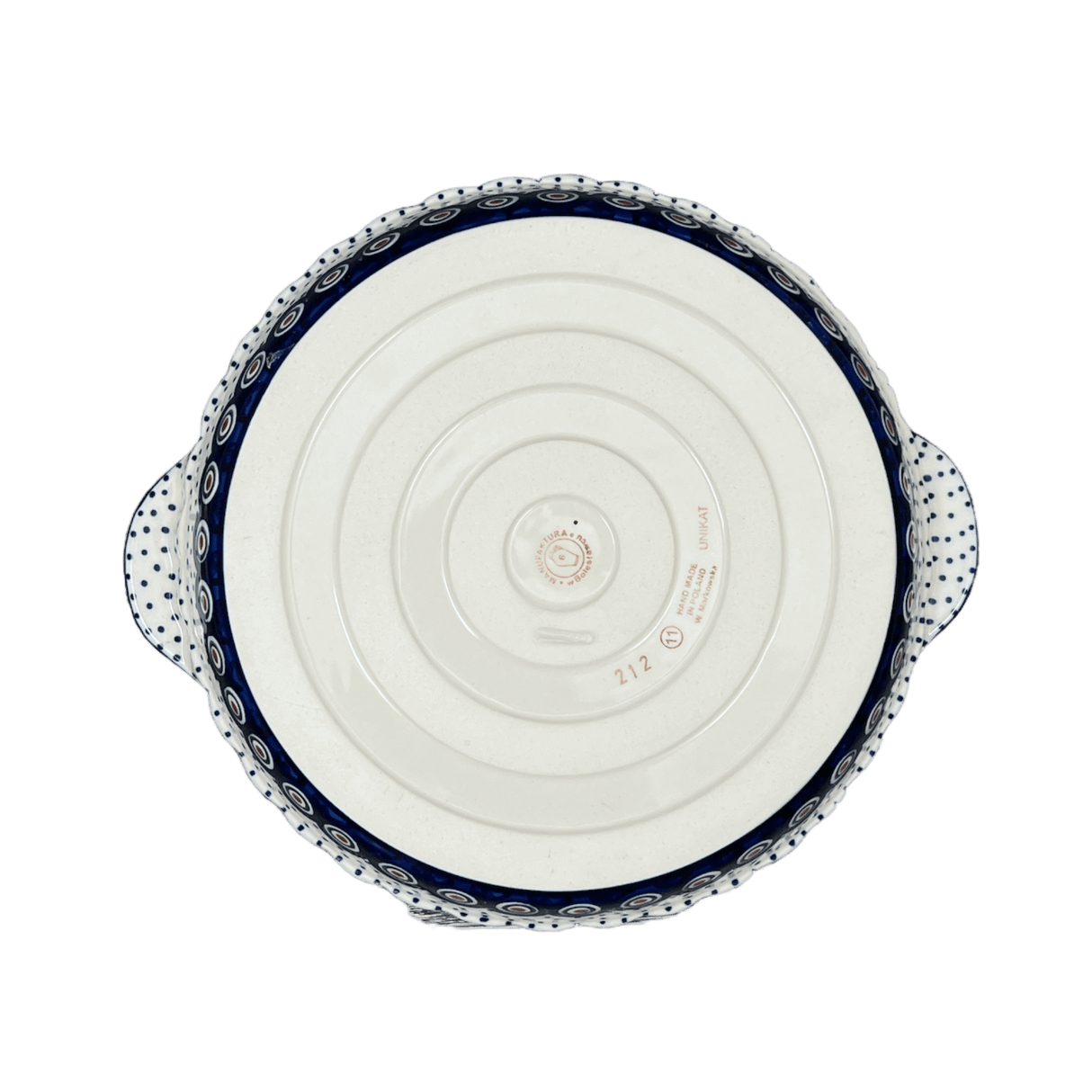 Baker, Round, Pie Plate, Handles, 9.75" in "Peacock Dot" by Manufaktura | Z148U-54K