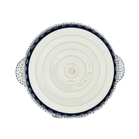 A picture of a Polish Pottery Pie Plate with Handles (Peacock Dot) | Z148U-54K as shown at PolishPotteryOutlet.com/products/9-75-pie-plate-with-handles-peacock-dot-z148u-54k