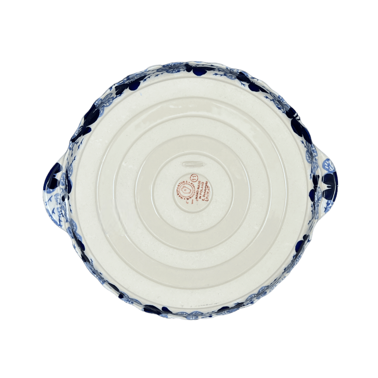Baker, Round, Pie Plate, Handles, 9.75" in "Blue Butterfly" by Manufaktura | Z148U-AS58