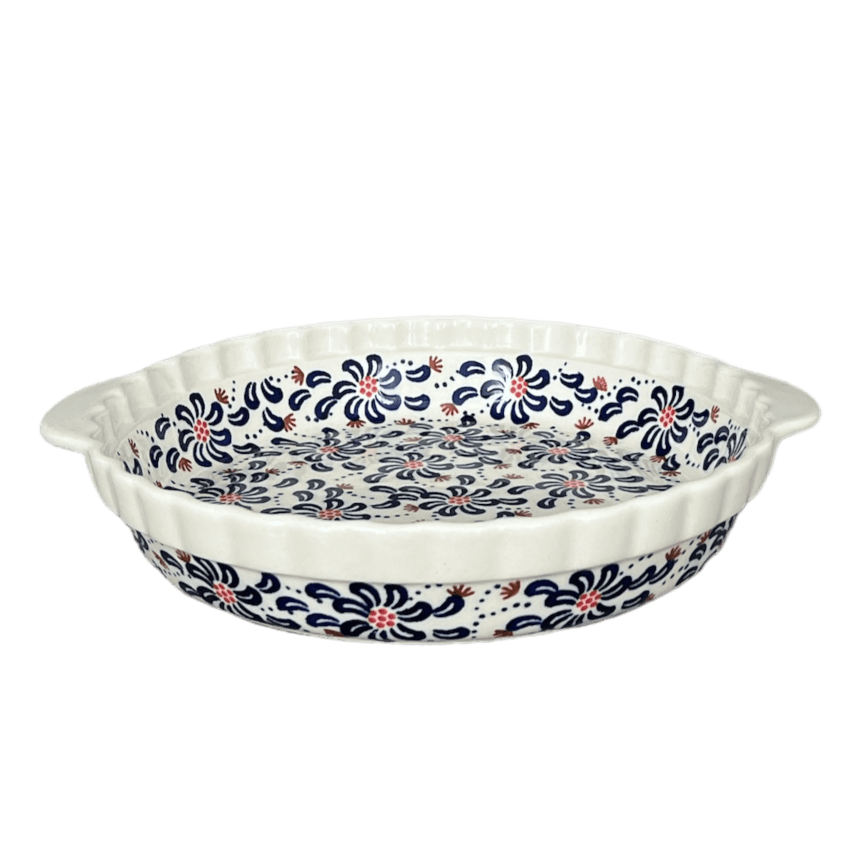 Baker, Round, Pie Plate, Handles, 9.75" in "Floral Fireworks" by Manufaktura | Z148U-BSAS