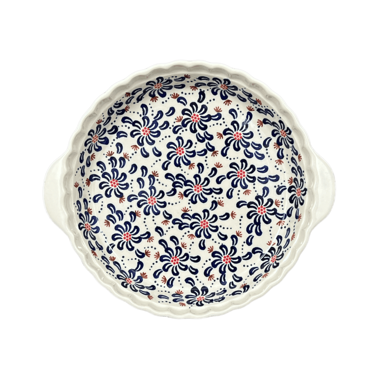 Baker, Round, Pie Plate, Handles, 9.75" in "Floral Fireworks" by Manufaktura | Z148U-BSAS