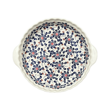 Baker, Round, Pie Plate, Handles, 9.75" in "Floral Fireworks" by Manufaktura | Z148U-BSAS