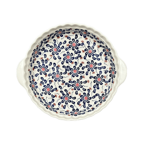 Polish Pottery Pie Plate with Handles (Floral Fireworks) | Z148U-BSAS Additional Image at PolishPotteryOutlet.com