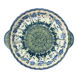 Baker, Round, Pie Plate, Handles, 9.75" in "Bouncing Blue Blossoms" by Manufaktura | Z148U-IM03