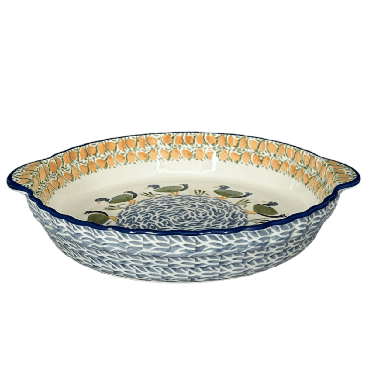 Plate, Round, Pie Plate, Handles, 9.75" in "Ducks in a Row" by Manufaktura | Z148U-P323