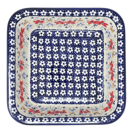 Baker, Square, 11.5" Deep in "Bold Red Blossoms" by Manufaktura | Z149U-P217