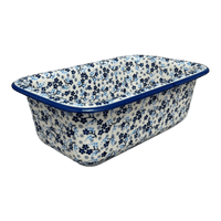 A picture of a Polish Pottery Bread Baker (Scattered Blues) | Z150S-AS45 as shown at PolishPotteryOutlet.com/products/9-5-x-6-bread-baker-scattered-blues-z150s-as45