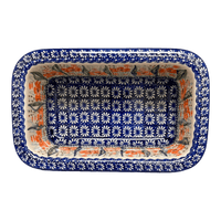 A picture of a Polish Pottery Bread Baker (Sun-Kissed Garden) | Z150S-GM15 as shown at PolishPotteryOutlet.com/products/9-5-x-6-bread-baker-sun-kissed-garden-z150s-gm15
