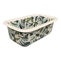 A picture of a Polish Pottery Bread Baker (Scattered Ferns) | Z150S-GZ39 as shown at PolishPotteryOutlet.com/products/9-5-x-6-bread-baker-scattered-ferns-z150s-gz39
