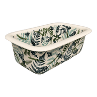 A picture of a Polish Pottery Baker, Bread, 9.5" x 6" in "Scattered Ferns" by Manufaktura | Z150S-GZ39 as shown at PolishPotteryOutlet.com/products/9-5-x-6-bread-baker-scattered-ferns-z150s-gz39