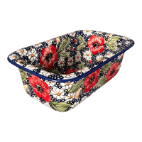 A picture of a Polish Pottery Bread Baker (Poppies & Posies) | Z150S-IM02 as shown at PolishPotteryOutlet.com/products/bread-server-poppies-posies