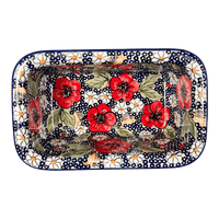 A picture of a Polish Pottery Bread Baker (Poppies & Posies) | Z150S-IM02 as shown at PolishPotteryOutlet.com/products/bread-server-poppies-posies