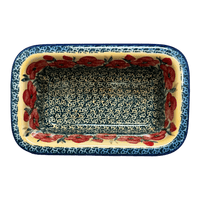 A picture of a Polish Pottery Bread Baker (Poppies in Bloom) | Z150S-JZ34 as shown at PolishPotteryOutlet.com/products/9-5-x-6-bread-baker-poppies-in-bloom-z150s-jz34