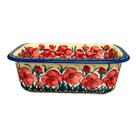 A picture of a Polish Pottery Bread Baker (Poppies in Bloom) | Z150S-JZ34 as shown at PolishPotteryOutlet.com/products/9-5-x-6-bread-baker-poppies-in-bloom-z150s-jz34