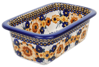 A picture of a Polish Pottery Bread Baker (Bouquet in a Basket) | Z150S-JZK as shown at PolishPotteryOutlet.com/products/9-5-x-6-bread-baker-bouquet-in-a-basket-z150s-jzk