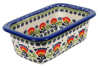 A picture of a Polish Pottery Bread Baker (Floral Fans) | Z150S-P314 as shown at PolishPotteryOutlet.com/products/9-5-x-6-bread-baker-floral-fans-z150s-p314